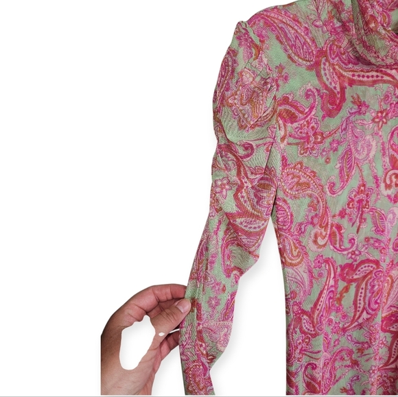MISA Los Angeles Viviene Paisley Mesh Dress, Size XS, Pink/Green, NWT - Picture 10 of 11